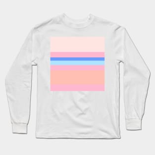 A marvelous compound of Fresh Air, Cornflower Blue, Baby Pink, Very Light Pink and Melon stripes. Long Sleeve T-Shirt